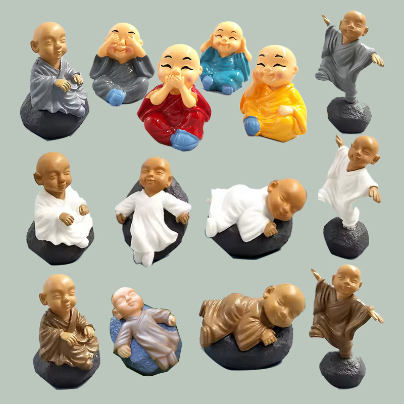 Japan Bonsai Garden - Figurines miniatures de moine Kongfu chinois,