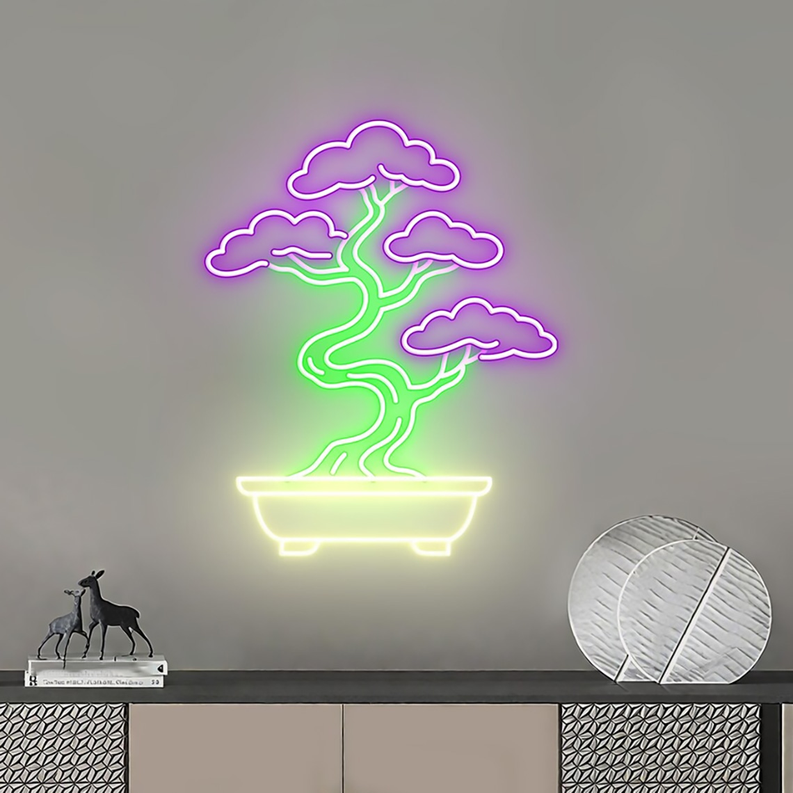 Bonsai Tree Zen Garden - Enseigne néon Arbre Bonsaï, Décoration Néon
