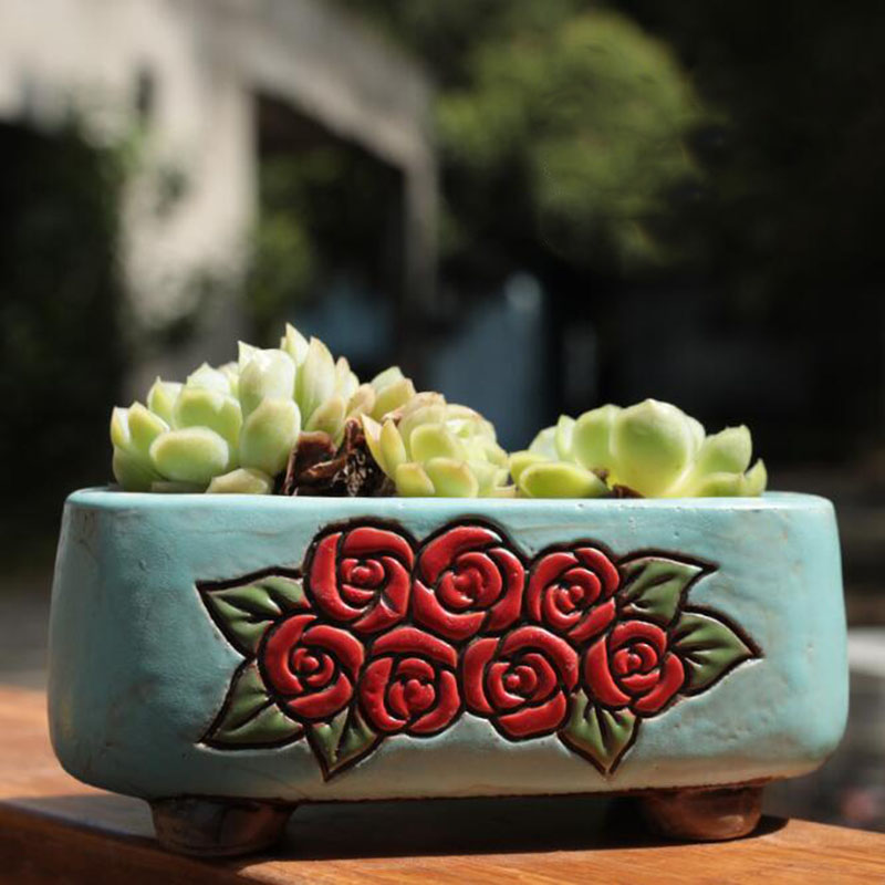 Pot de plante à motif floral r - Bonsai Garden Europe avis et prix